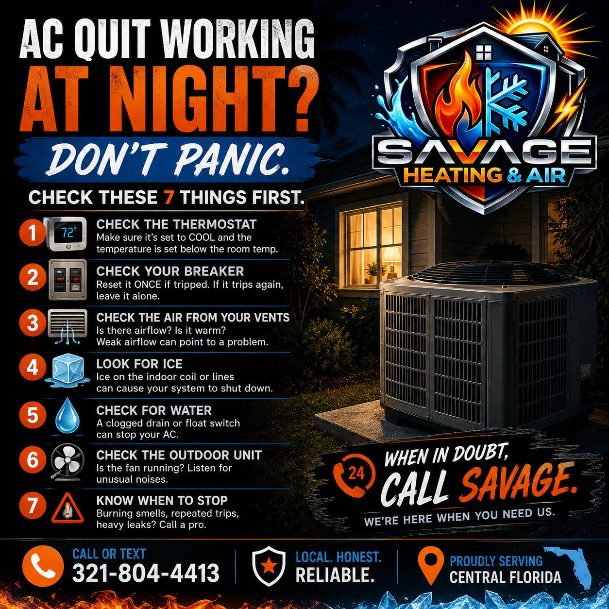 What to Do When Your AC Stops Working at Night in Central Florida